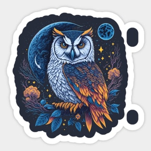 White Owl at Night Sticker